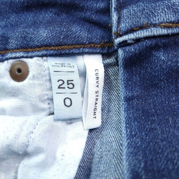 Ann Taylor Womens Loft Curvy Straight Jeans 25 Low Rise Medium Wash Stretch - Picture 8 of 9